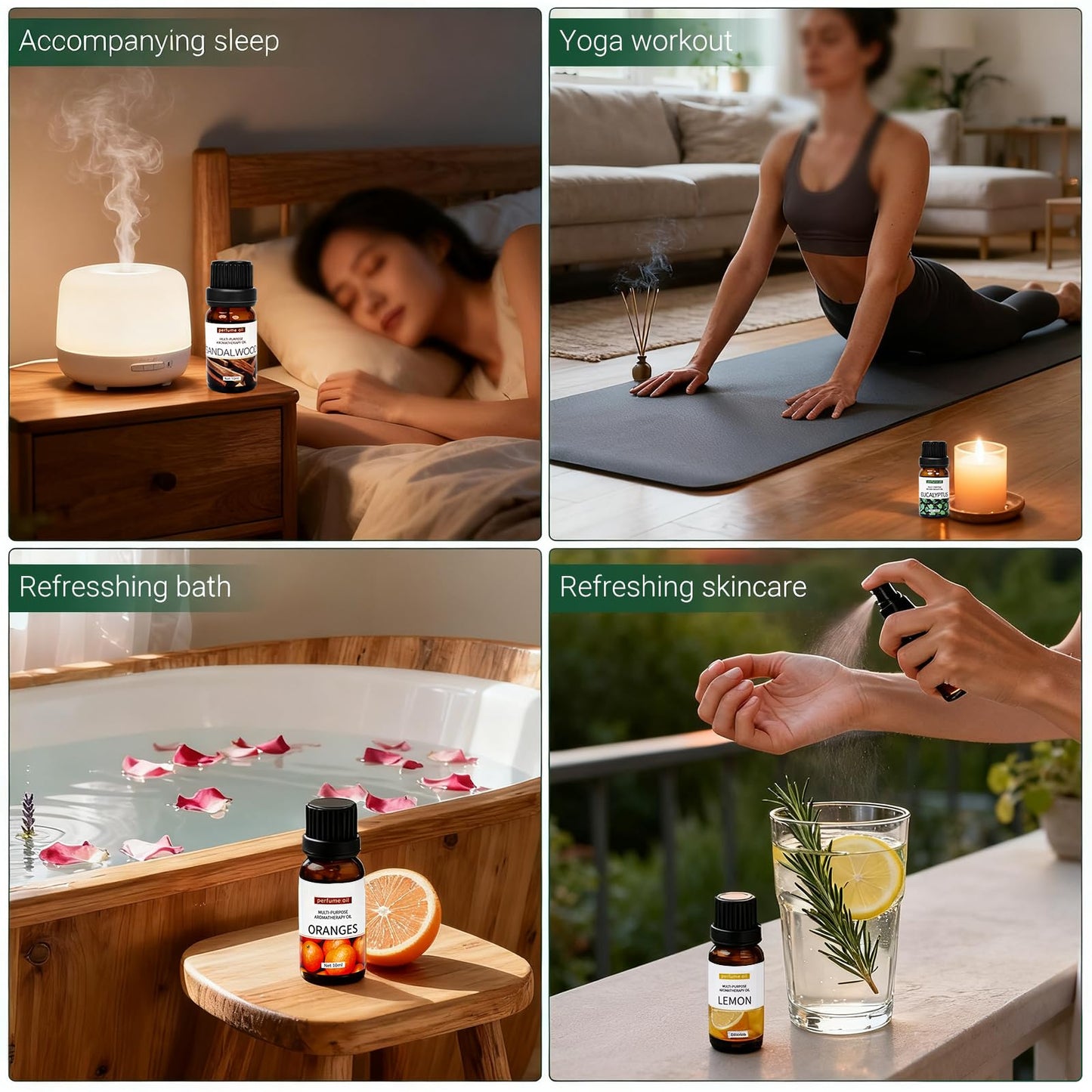 SKY-TOUCH Essential Oils Set, Premium Pure Oil for Diffusers, 100% Therapeutic Grade Aromatherapy Oils, Bottles*10mL ， Sleep, SPA, Relaxation, Ideal for Diffuser & Humidifier -