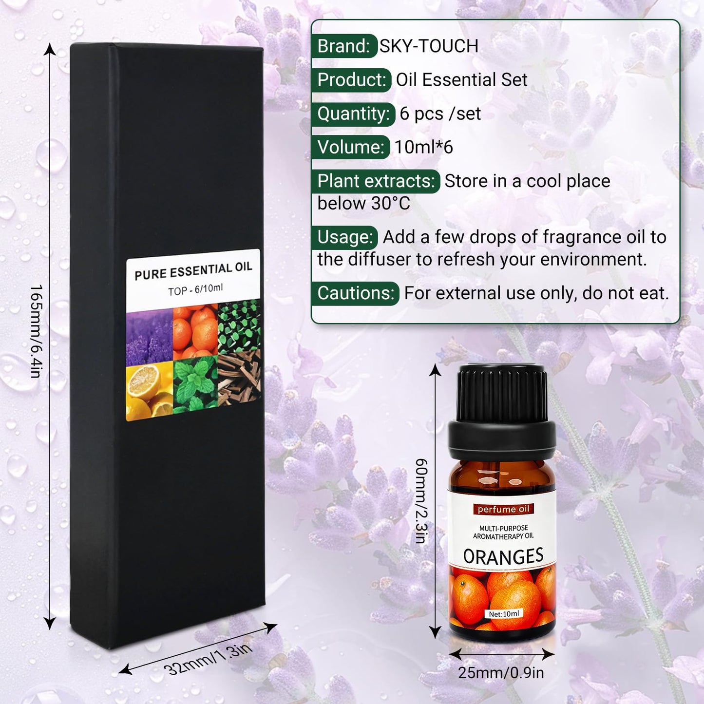 SKY-TOUCH Essential Oils Set, Premium Pure Oil for Diffusers, 100% Therapeutic Grade Aromatherapy Oils, Bottles*10mL ， Sleep, SPA, Relaxation, Ideal for Diffuser & Humidifier -