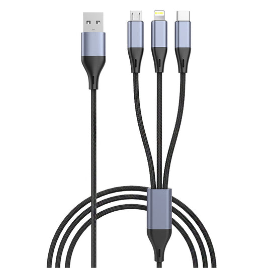 SKY-TOUCH Multi Charging Cable, 3 in 1 Multiple Ports Charging Cord with USB C to Type C/Micro/Phone Connectors, for Huawei/Tablets/iPhone/Samsung/Galaxy - Length 2M, 1 piece