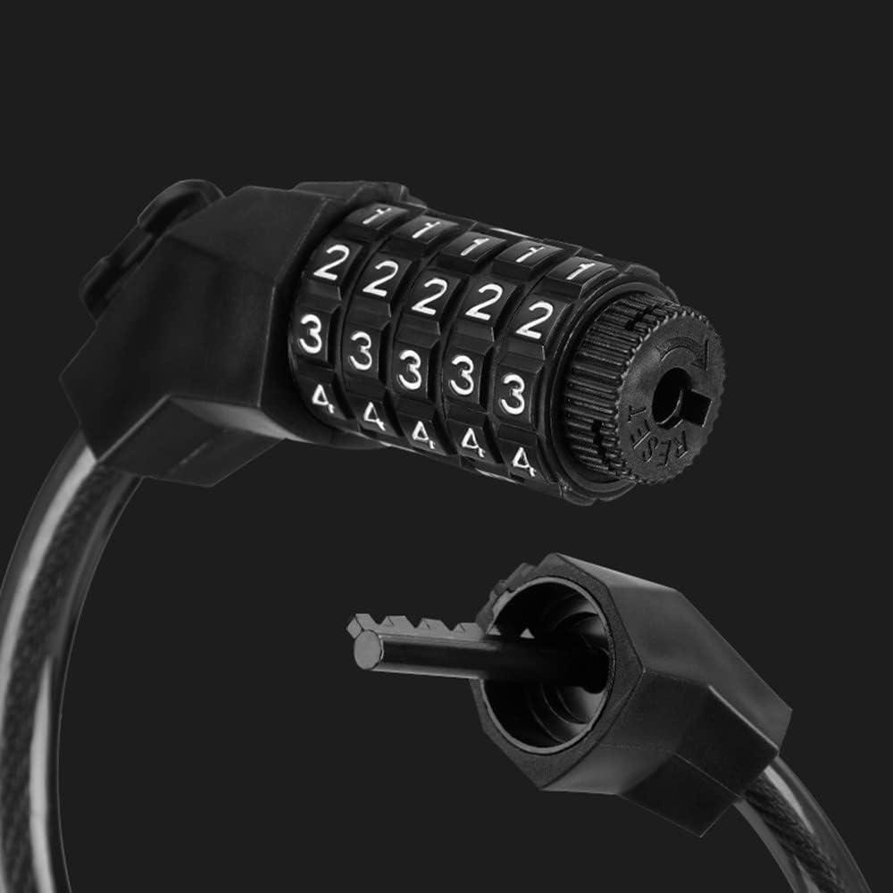 SKY-TOUCH Bike Lock Cable, 1.2M 5-Digit Code Bicycle Lock Coiling Resettable Combination Bike Locks Anti Theft Cycling Password Lock For Bikes And Scooters