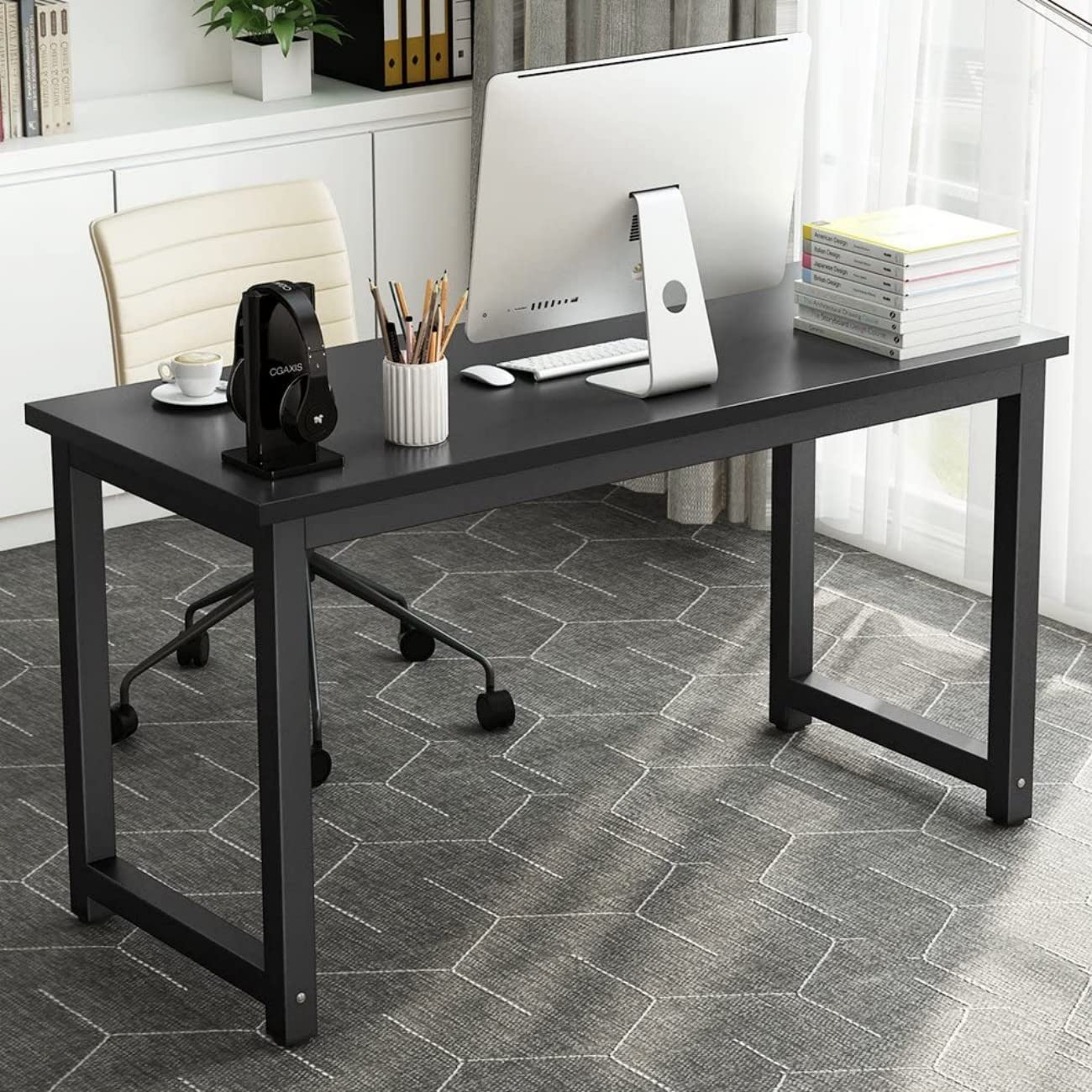 SKY-TOUCH Computer Desk 120 x 60cm, Computer Laptop Table Desk Office Desk Study Writing Desk Easy Assembly, Computer Desk Modern Simple Style for Home Office