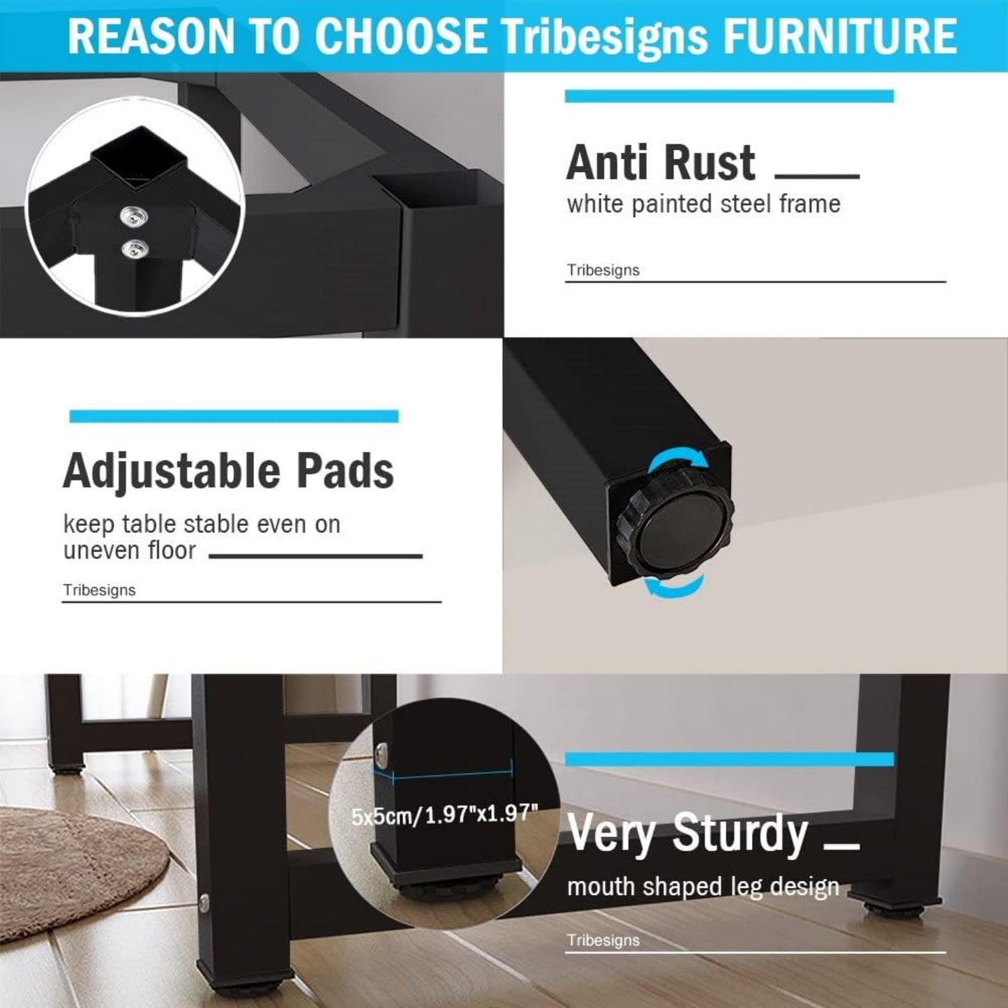 SKY-TOUCH Computer Desk 120 x 60cm, Computer Laptop Table Desk Office Desk Study Writing Desk Easy Assembly, Computer Desk Modern Simple Style for Home Office