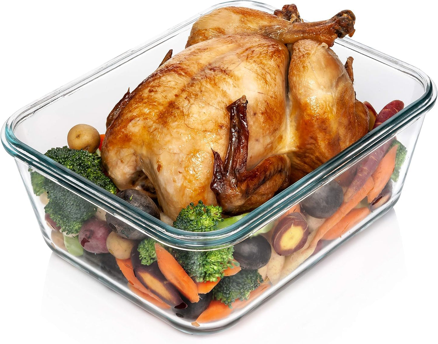 14 Cup/ 112 oz LARGE Glass Food Storage Container with Locking Lid. Ideal for Storing food, Vegetables or Fruits. Baking Casserole, Lasagna, Baking, Roasting chicken & lot of other tasty Food BPA Free
