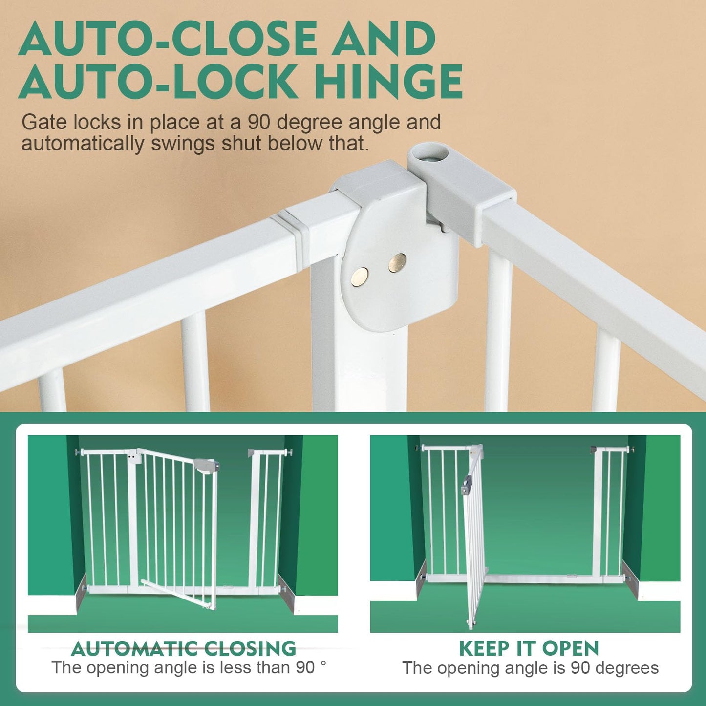 SKY-TOUCH Auto Close Safety Baby Gate, 75-84cm Extra Tall Wide Durable Baby Gate Fence Barrier Dog Gate, Baby Gates for Stairs & Doorways, Easy Install (Baby gate only, no extension)