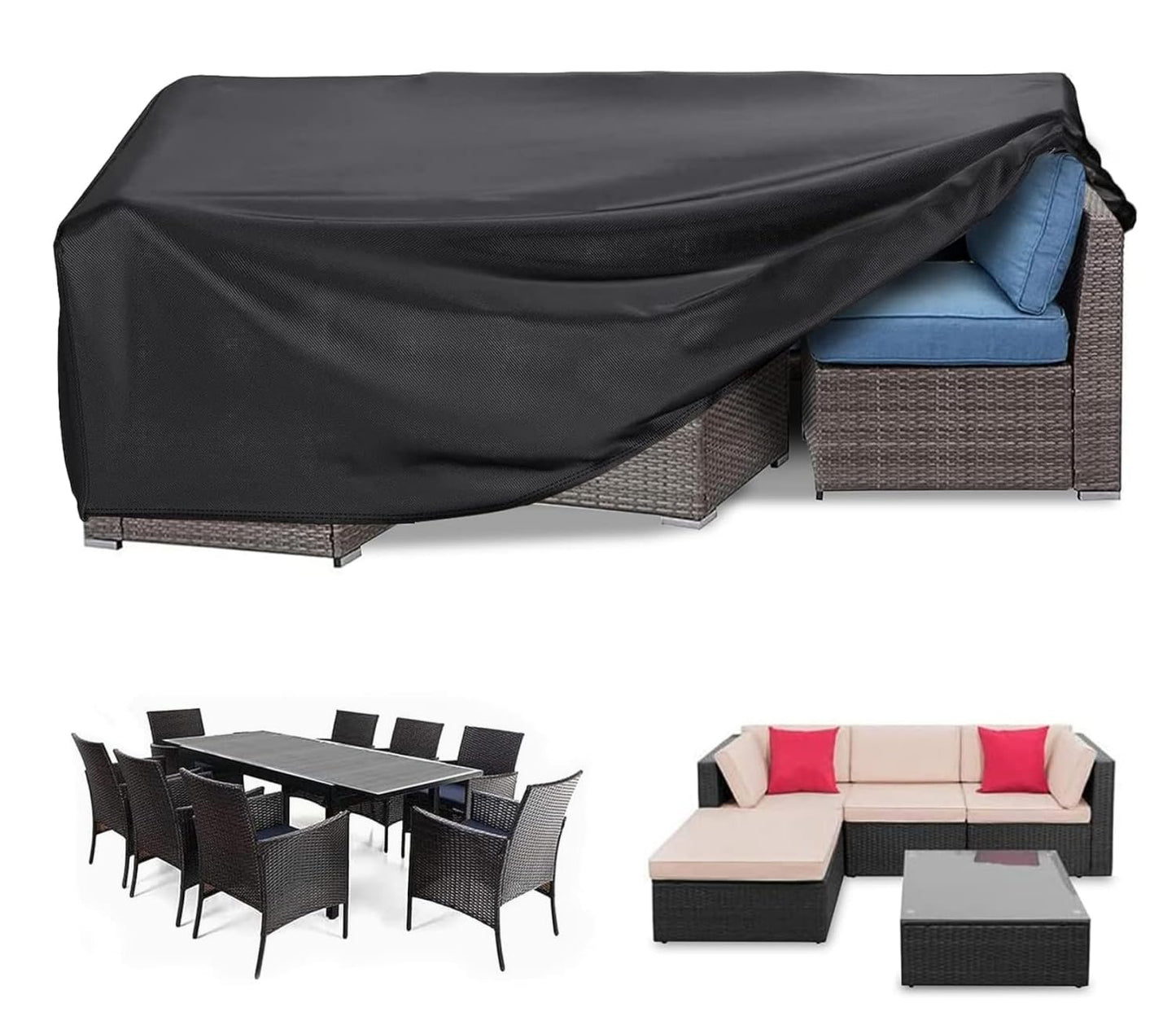 SKY-TOUCH Patio Furniture Cover 213x132cm, Garden Furniture Set Cover Waterproof, Outdoor Table and Chair Set Covers, Heavy Duty Oxford Fabric Furniture Covers Dust Proof Anti-UV