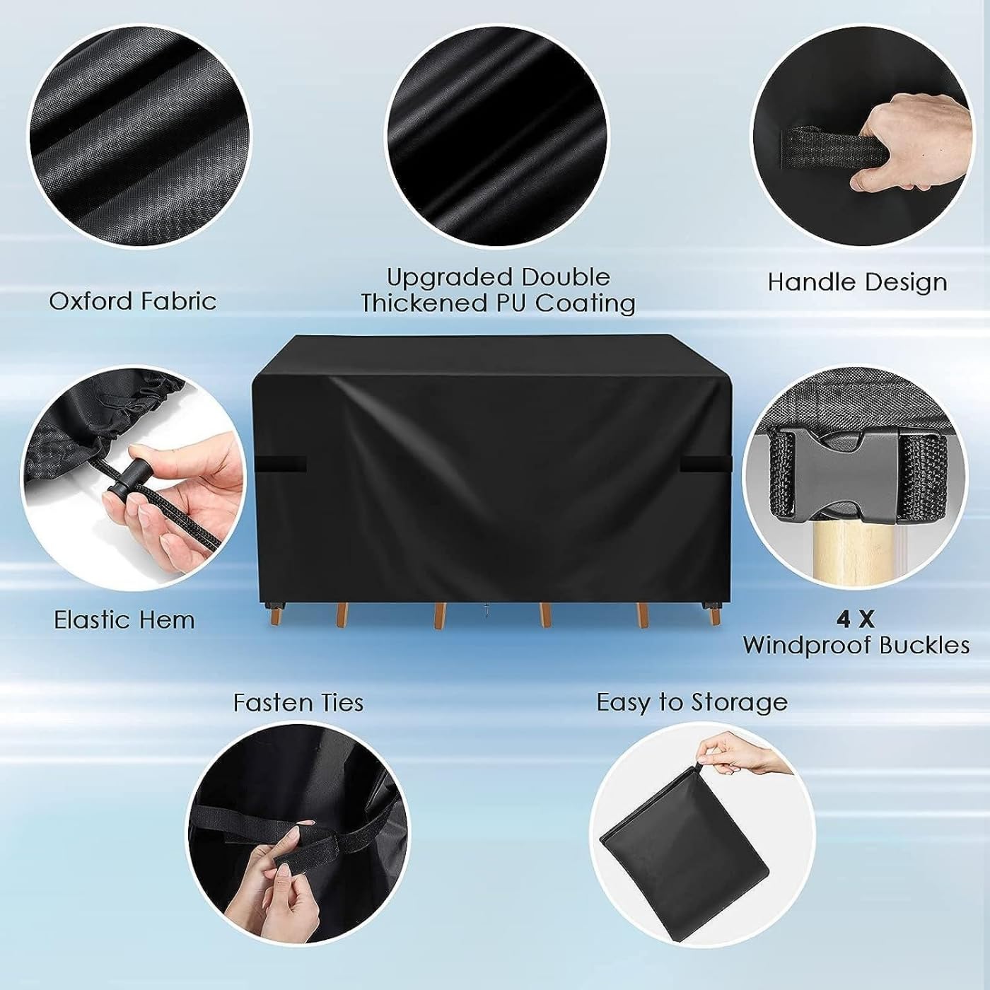 SKY-TOUCH Patio Furniture Cover 213x132cm, Garden Furniture Set Cover Waterproof, Outdoor Table and Chair Set Covers, Heavy Duty Oxford Fabric Furniture Covers Dust Proof Anti-UV