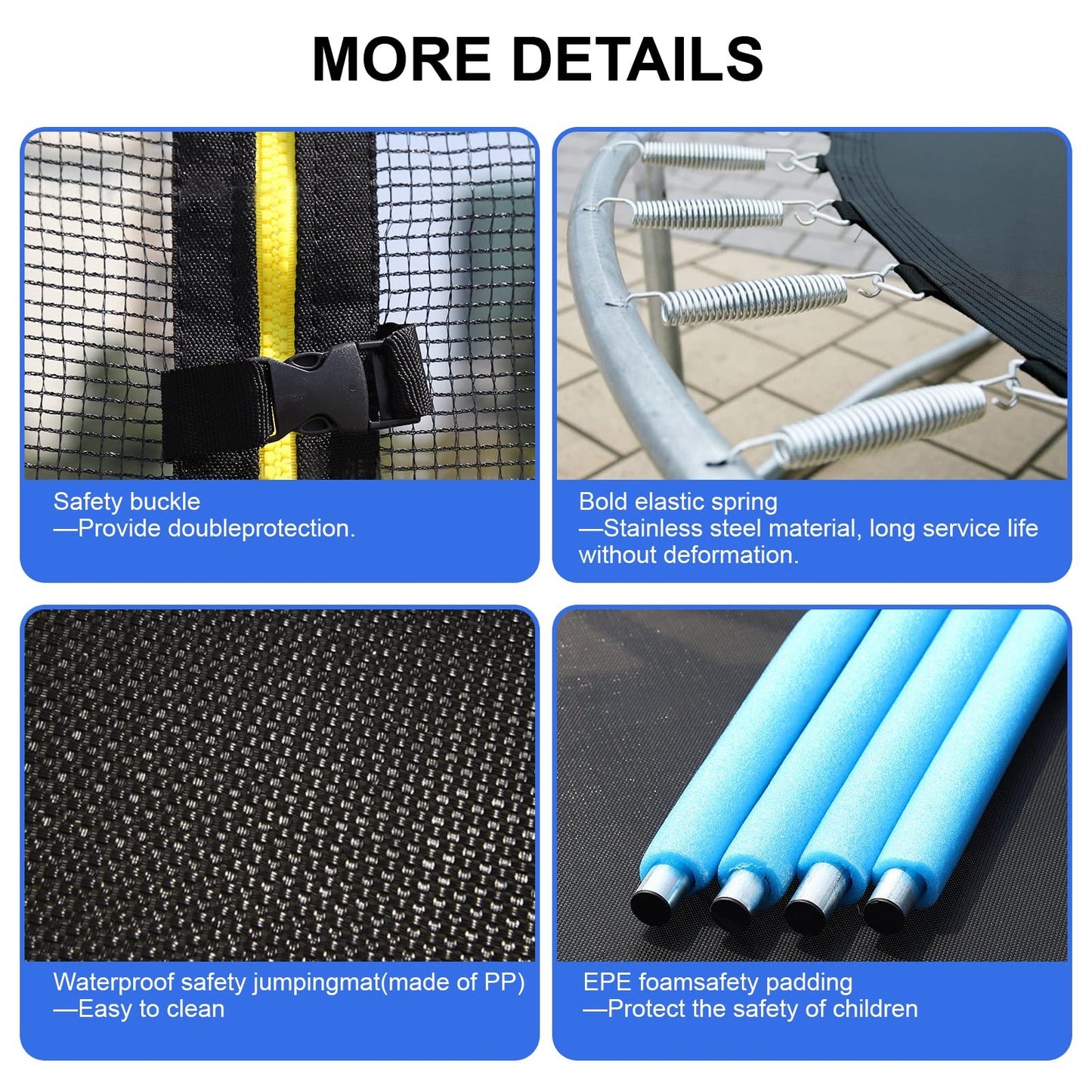 SKY-TOUCH 6FT/8FT/10FT/12FT Outdoor Trampoline for Kids Adult, Large Bungee Bed Jumping Mat and Spring Cover Padding with Safety Enclosure Net, Parent-Child Interactive Game Fitness Equipment