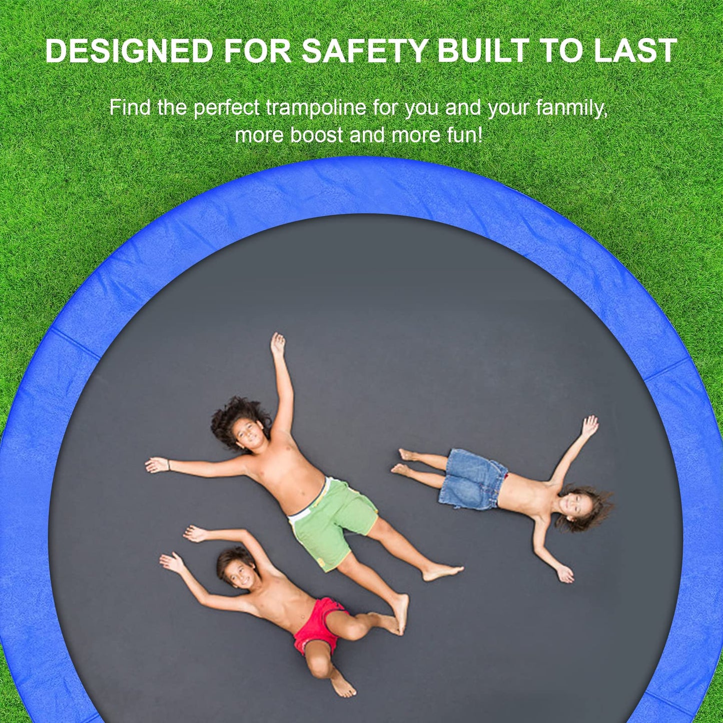 SKY-TOUCH 6FT/8FT/10FT/12FT Outdoor Trampoline for Kids Adult, Large Bungee Bed Jumping Mat and Spring Cover Padding with Safety Enclosure Net, Parent-Child Interactive Game Fitness Equipment