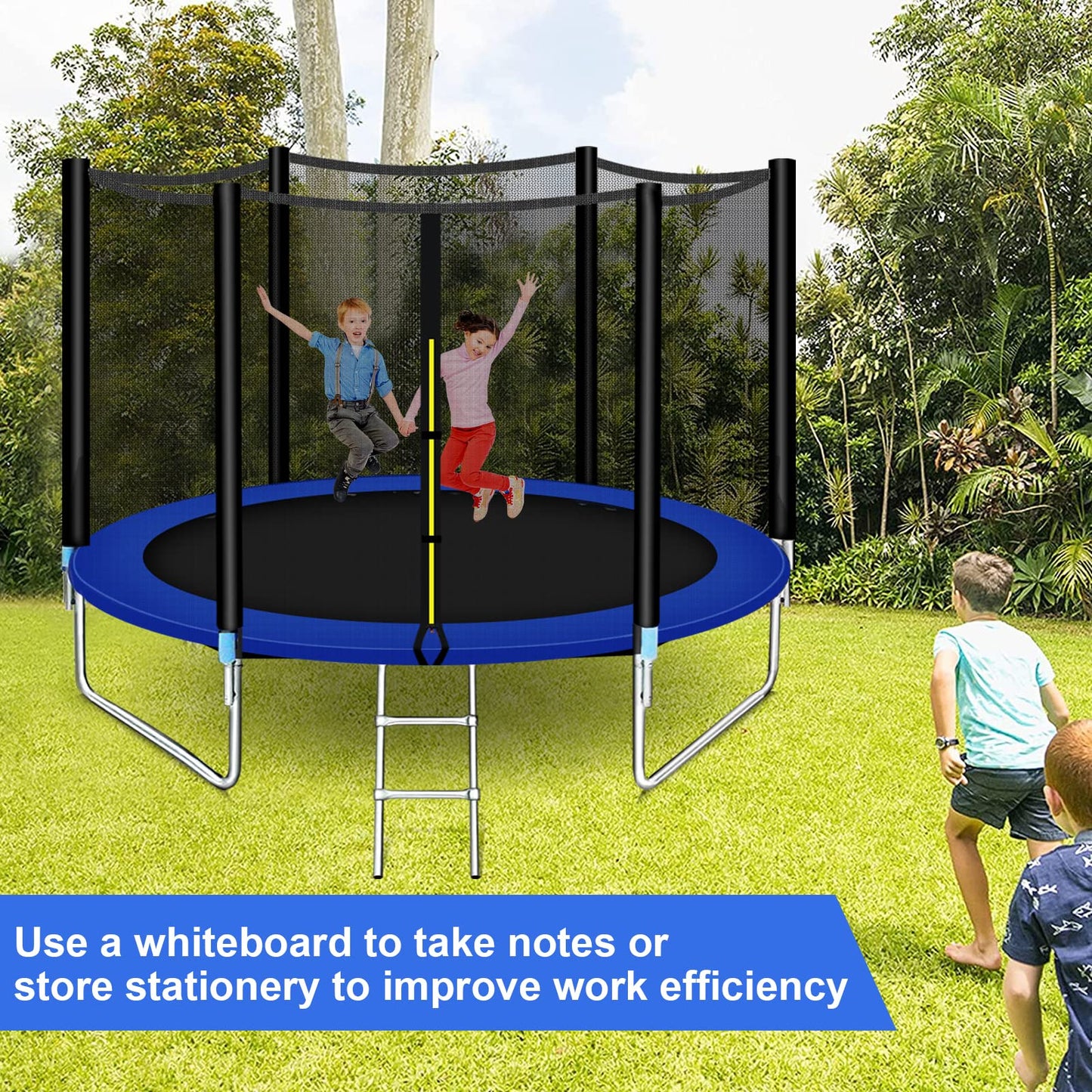 SKY-TOUCH 6FT/8FT/10FT/12FT Outdoor Trampoline for Kids Adult, Large Bungee Bed Jumping Mat and Spring Cover Padding with Safety Enclosure Net, Parent-Child Interactive Game Fitness Equipment