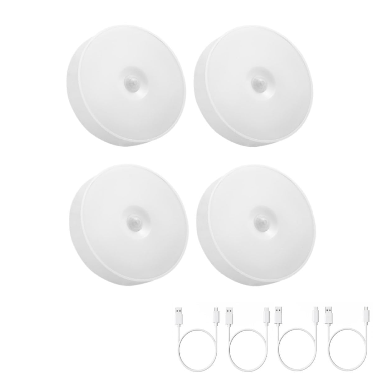 SKY-TOUCH 4Pcs Led Night Light : 2 Color Mode Motion Sensor Light with Rechargeable Battery Wireless Cabinet Light with USB Charging Cable for Stair Bedroom LivingRoom Bathroom Kitchen Garage Wardrobe
