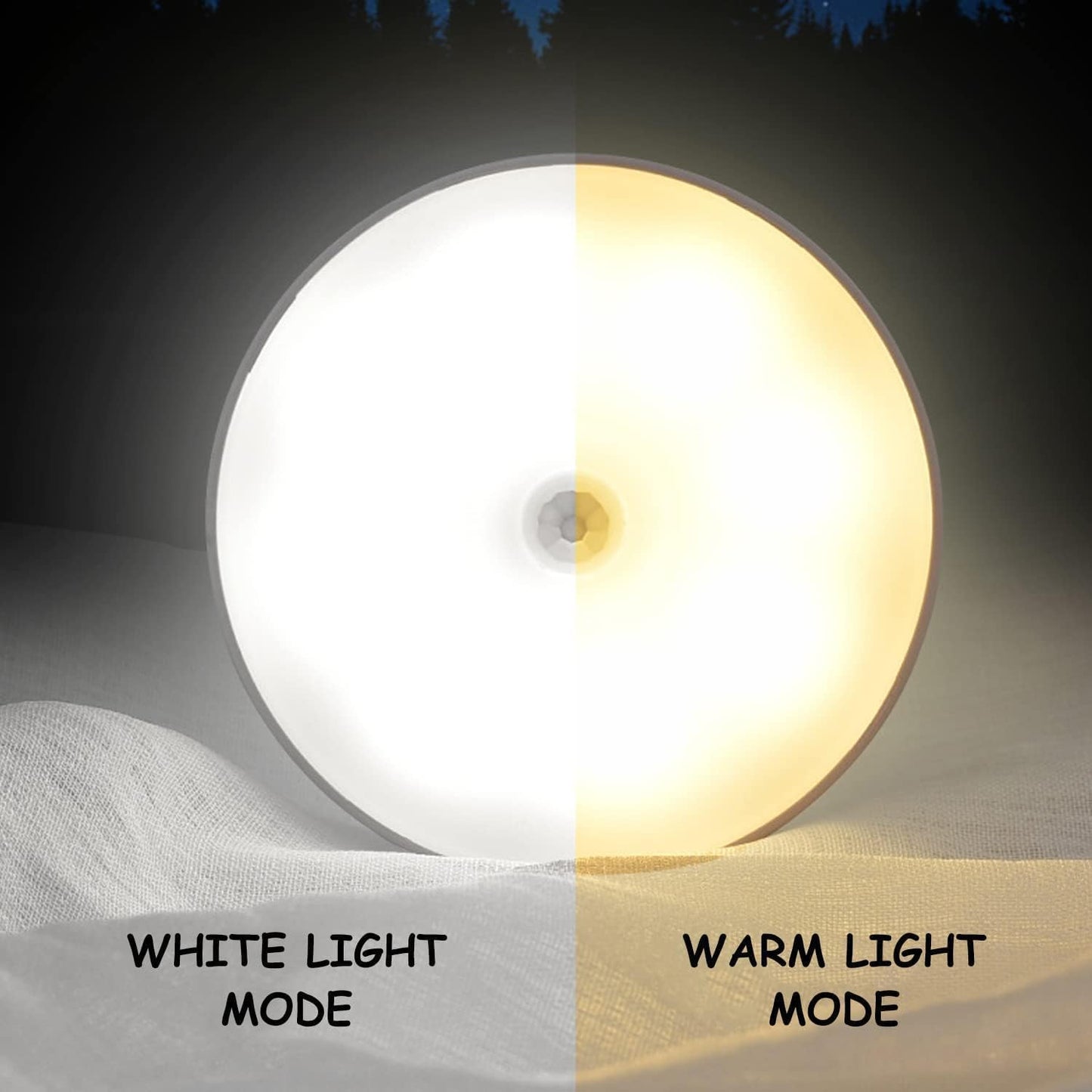 SKY-TOUCH 4Pcs Led Night Light : 2 Color Mode Motion Sensor Light with Rechargeable Battery Wireless Cabinet Light with USB Charging Cable for Stair Bedroom LivingRoom Bathroom Kitchen Garage Wardrobe