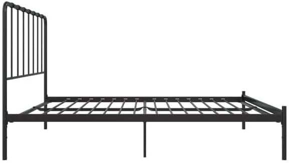 SKY-TOUCH Iron Platform Bed, Sturdy Platform Bed Frame with Heavy Duty Metal Platform, Iron-Art Headboard/Footboard/Under Bed Storage/No Box Spring Needed, Black - 1.5x1.9m