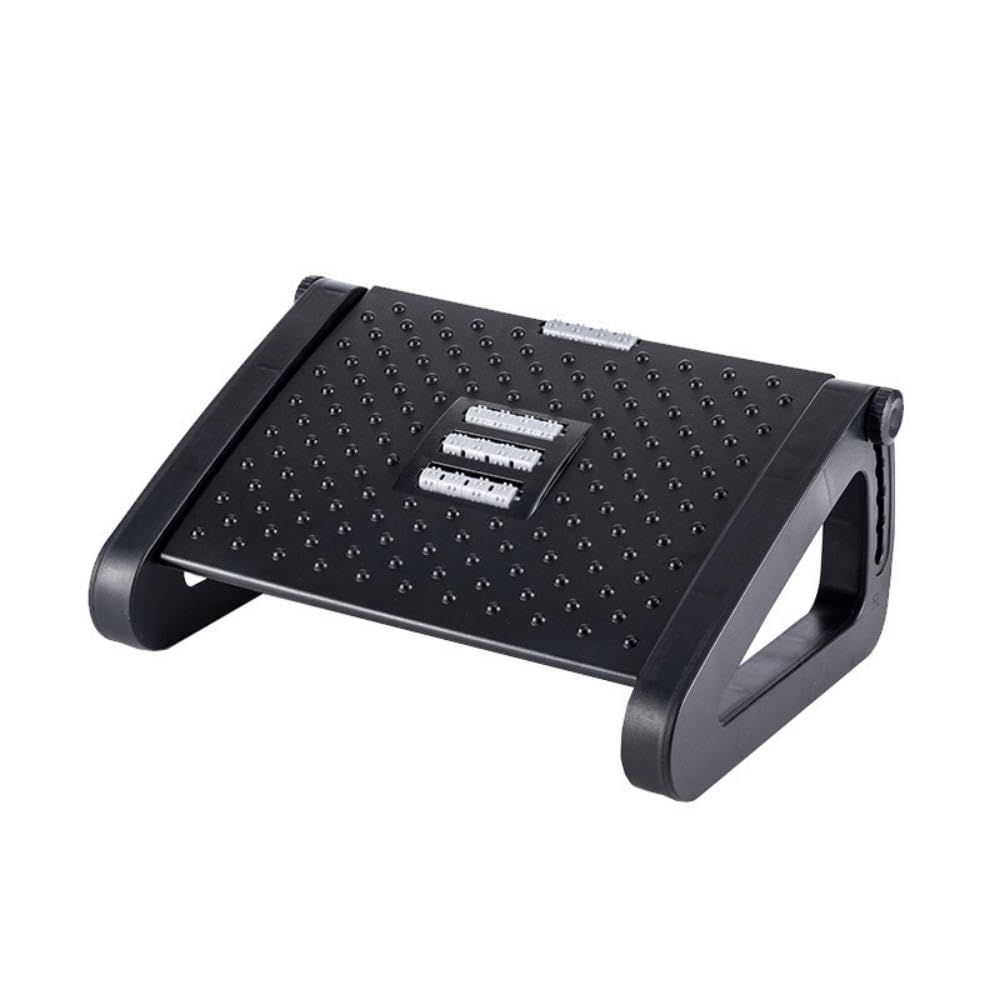 SKY-TOUCH Under Desk Footrest : Adjustable Height Footrest with Massage Roller Ergonomic Foot Stool with Massage Texture for Home Office Pressure Relief (Black)