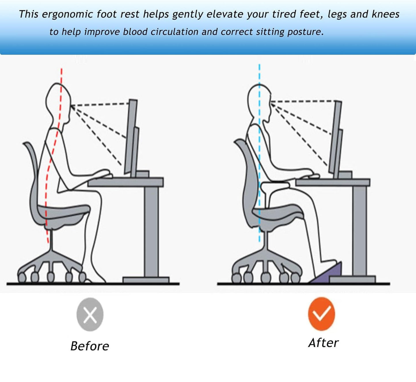SKY-TOUCH Under Desk Footrest : Adjustable Height Footrest with Massage Roller Ergonomic Foot Stool with Massage Texture for Home Office Pressure Relief (Black)