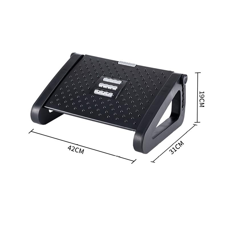 SKY-TOUCH Under Desk Footrest : Adjustable Height Footrest with Massage Roller Ergonomic Foot Stool with Massage Texture for Home Office Pressure Relief (Black)