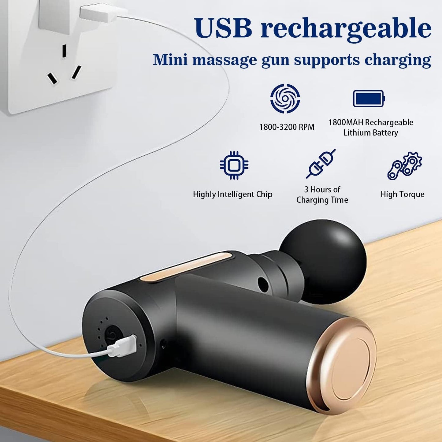SKY-TOUCH Massage Gun,Professional Muscle Percussion Massager with 6 Speeds,Quiet Portable Electric Massager for Shoulder, Body,Back,and Physiotherapy,Compact Cordless Design,19x13x4.5cm