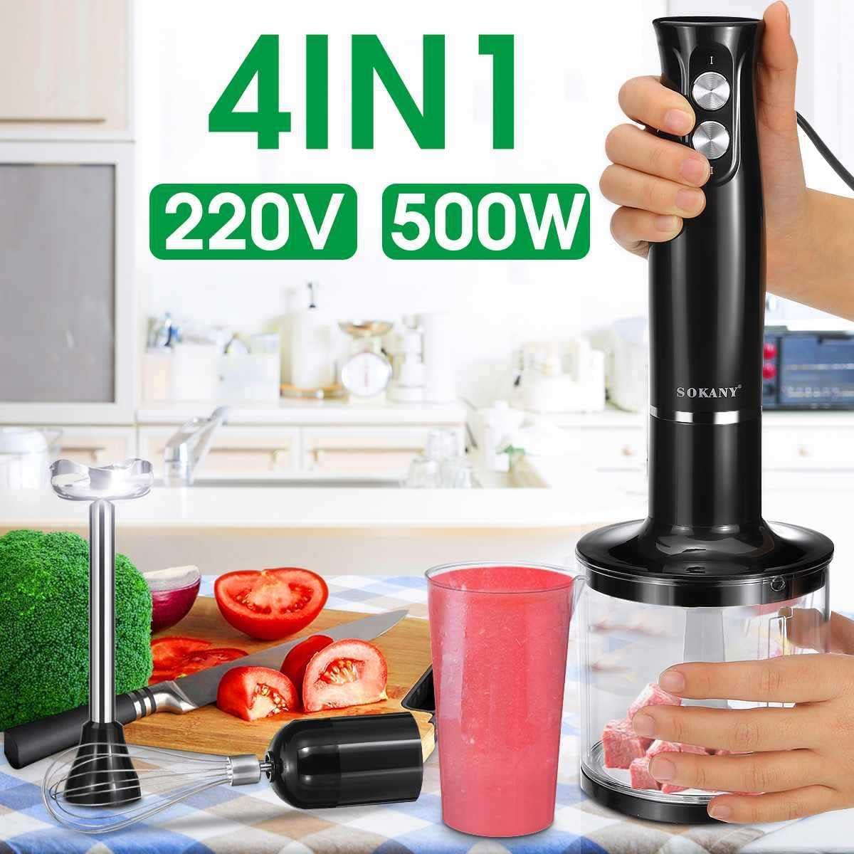SKY-TOUCH Immersion Handheld Blender with Stainless Steel Blades, Egg Whisk, Beaker &500ml Chopper Bowl, Stick Mixer for Soup, Smoothie, Puree, Baby Food, 700ml Beaker - BPA-Free