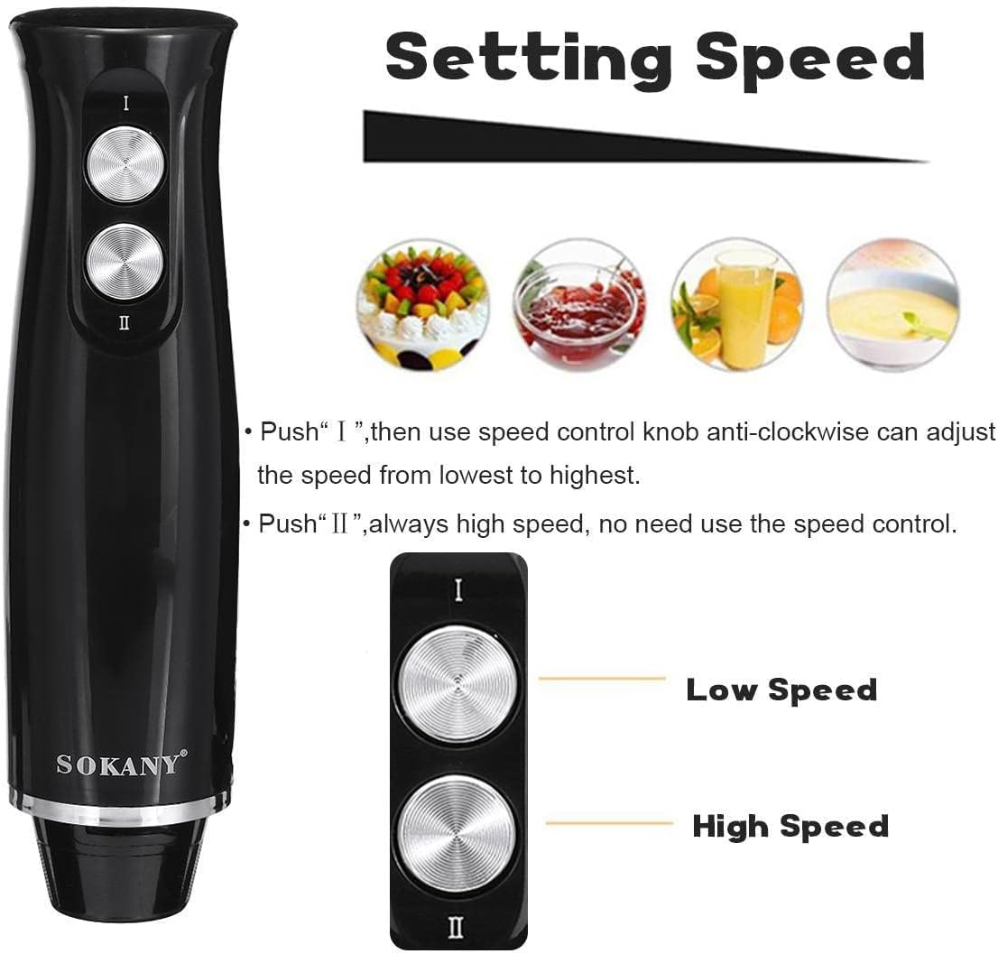 SKY-TOUCH Immersion Handheld Blender with Stainless Steel Blades, Egg Whisk, Beaker &500ml Chopper Bowl, Stick Mixer for Soup, Smoothie, Puree, Baby Food, 700ml Beaker - BPA-Free