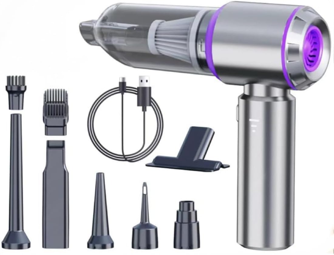 SKY-TOUCH Portable Handheld Cordless Vacuum Cleaner & Air Duster,16000PA Wireless Mini Vacuum Cleaner 4-in-1 Compressed Air Duster & Air Blower & Pump for Camping, Home, Car, Office, Pets -