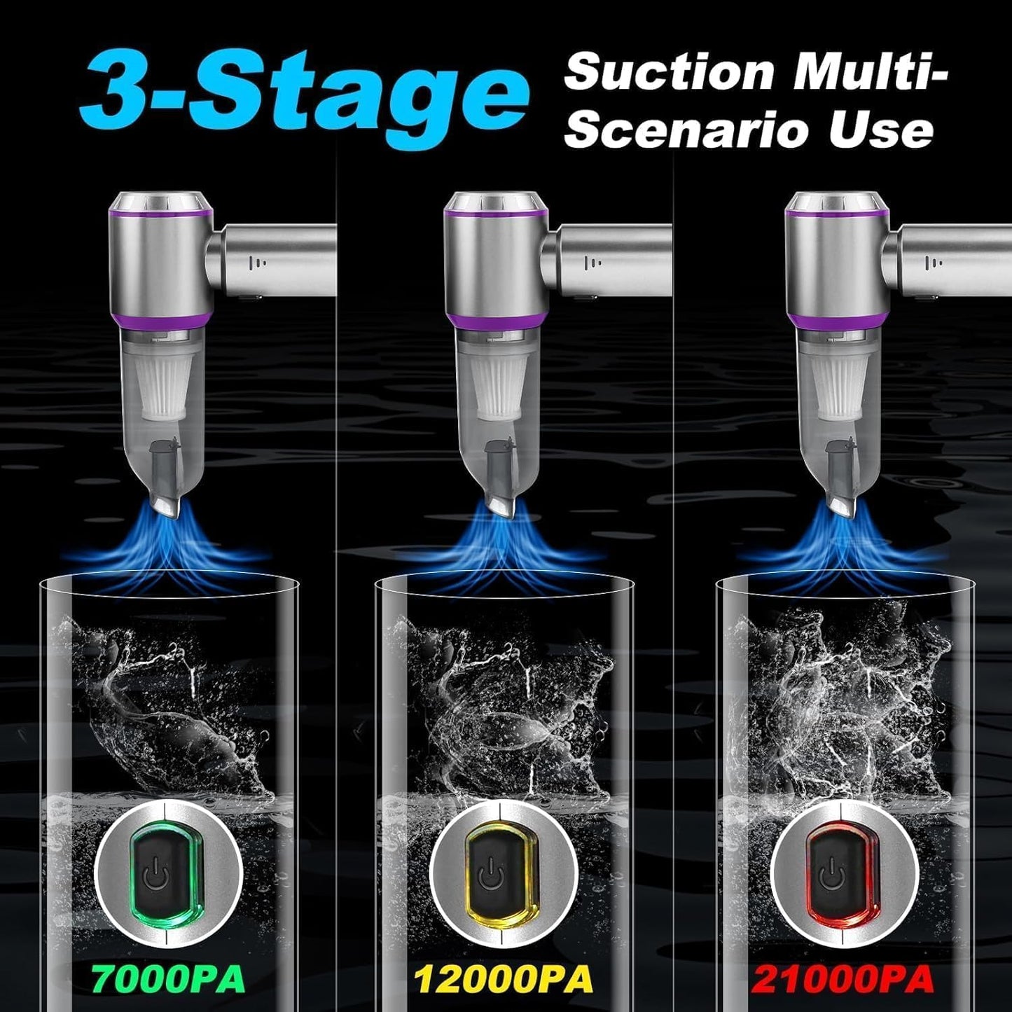 SKY-TOUCH Portable Handheld Cordless Vacuum Cleaner & Air Duster,16000PA Wireless Mini Vacuum Cleaner 4-in-1 Compressed Air Duster & Air Blower & Pump for Camping, Home, Car, Office, Pets -
