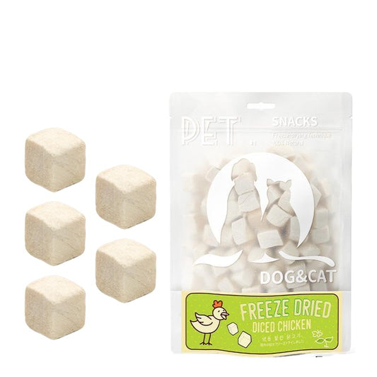 SKY-TOUCH FD Freeze-Dried Chicken Cubes 80g – High Palatability for Cats & Dogs, All-Natural, Raw, Grain-Free, Perfect for Training, Meal Toppers & Hydration Support