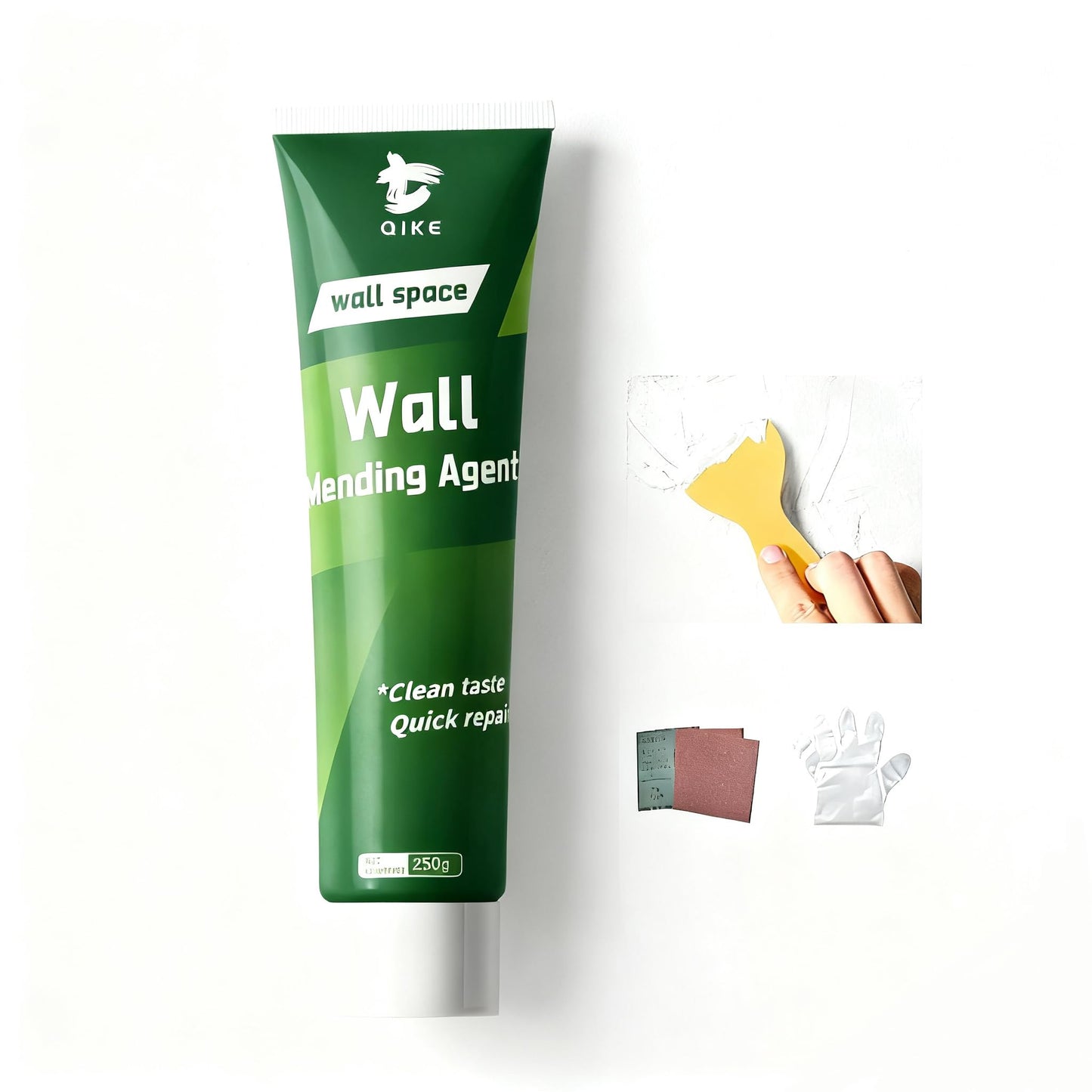 SKY-TOUCH Wall Repair Paste Kit – 250g White Spackle for Cracks & Holes, Fast-Drying, Odorless Putty With Scraper, Sandpaper & Gloves for Smooth Interior Wall Finish