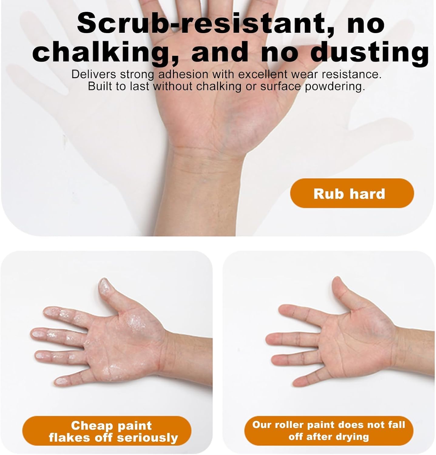 SKY-TOUCH 500g Wall Repair Paint Kit With Roller, Includes Sandpaper and Gloves, Low-Odor Latex Paint for Repairing Stains, Mold, Discoloration, Graffiti, and Scratches on Walls