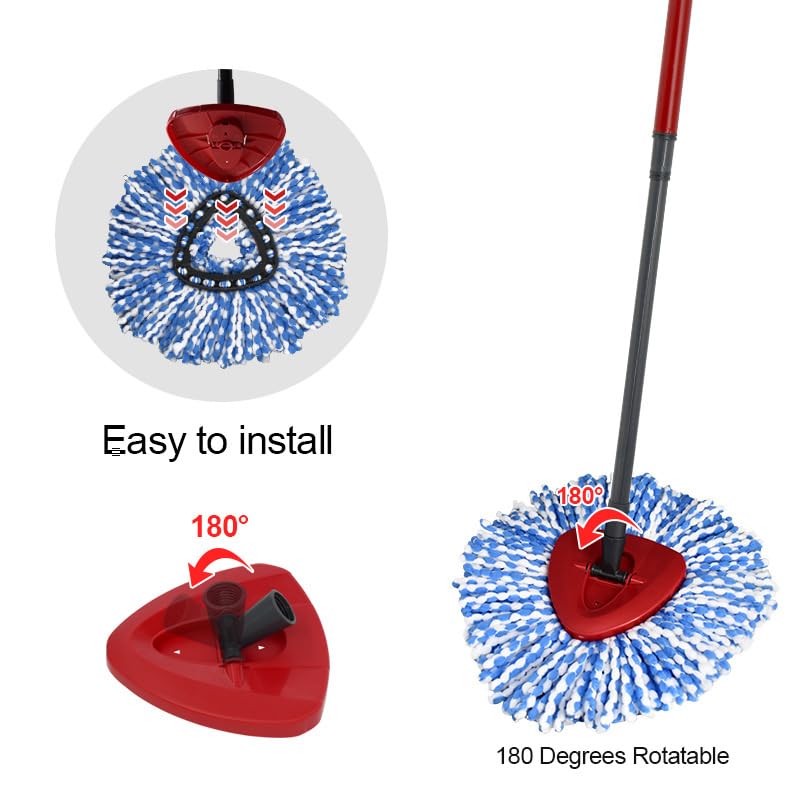 SKY-TOUCH Spin Mop And Bucket Set with Foot Pedal, Three-Section Retractable Handle, Floor Mop with Spin Wringer, 100% Microfiber Swab Head