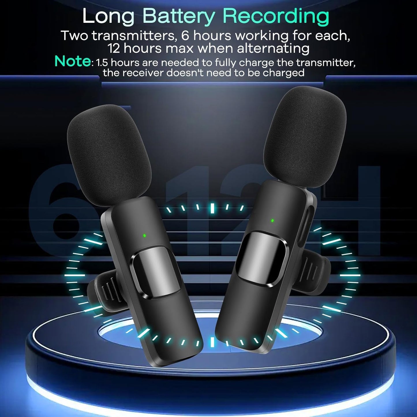 SKY-TOUCH Wireless Lavalier Microphone, for Android/iPhone/Laptop, Mini Lapel Microphone for Noise Canceling Lapel Mic for Interview, Video, Vlog, YouTube, (2TX+1RX)