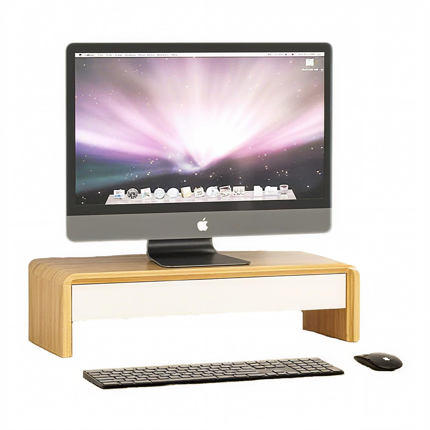 SKY-TOUCH Monitor Stand , Desktop Computer Stand with Storage Drawer & Tablet/Phone Slot, Foldable Monitor Riser for Laptop, PC, iMac, Printer, Desk Organizer for Home & Office ,48*20*13cm