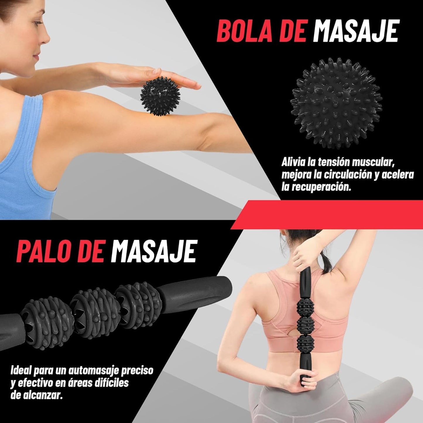 SKY-TOUCH 4-in-1 Roller Muscle Massage, Massage Ball, Yoga Column Massage Relax Ball Set, Foam Exercises and Roller Bag