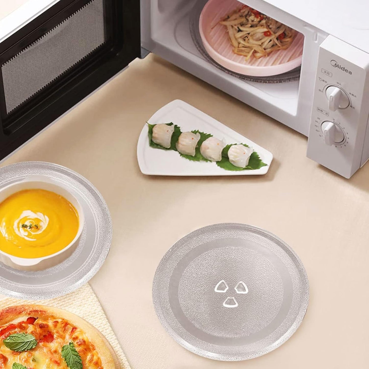 SKY-TOUCH Microwave Plate 24.5cm, Small Glass Microwave Replacement Turntable Tray, Easy to Clean, Dishwasher Safe