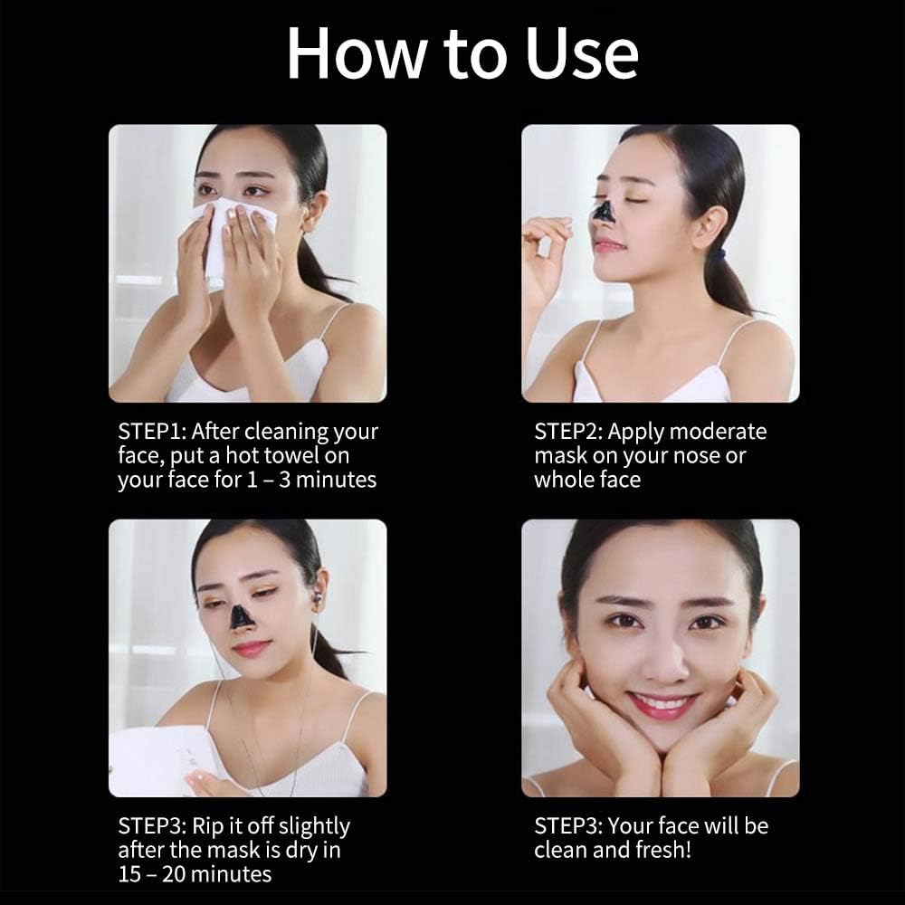 SKY-TOUCH Blackhead Removal Mask Peel Off Facial Black Mask, Purifying Bamboo Charcoal Nose Facial, Removes Blackheads Acne, Deep Pore Cleansing, Skin Brightening for All Skin Types of Men and Women