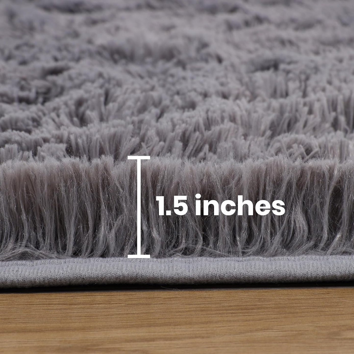 SKY-TOUCH Soft Shaggy Area Rug for Living Room & Bedroom, Fluffy Non-Slip Carpet, Modern Luxury Fur Design, Plush Floor Mat for Kids Room, Nursery, and Home Decor (Light Gray, 60 x 110 cm)
