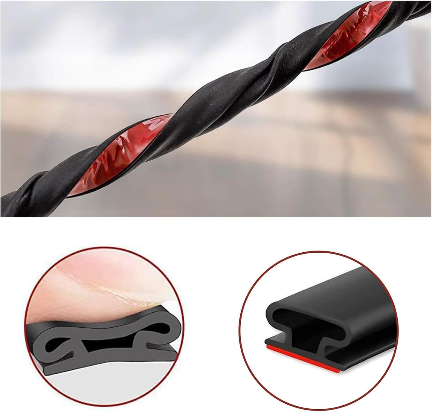 SKY-TOUCH 6M Black Weather Stripping Door Seal for 2.5-6mm Gaps, Sealing Gaskets Windproof Sealing Strips, Insulating Cold, Heat, Dust, Noise and Insect for Door, Window, Self-Adhesive