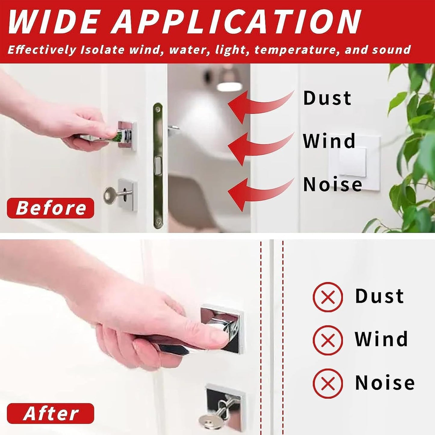SKY-TOUCH 6M Black Weather Stripping Door Seal for 2.5-6mm Gaps, Sealing Gaskets Windproof Sealing Strips, Insulating Cold, Heat, Dust, Noise and Insect for Door, Window, Self-Adhesive