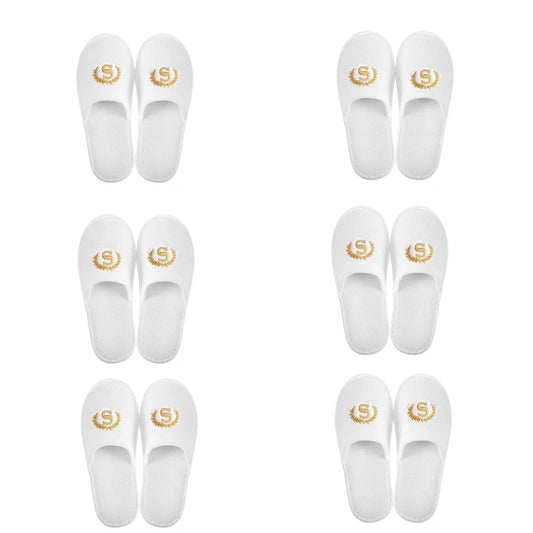 SKY-TOUCH 6 Pairs of Non Slip Disposable Spa Slippers, Eco-Friendly Indoor Slippers for Bathroom, Bedroom, Hotel, Flight,Spa,Unisex Fits 42-46, Individually Package