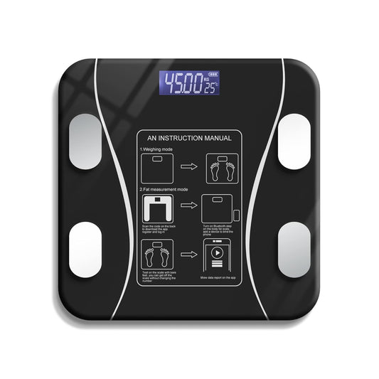 SKY-TOUCH Digital Weight Scale for Body Weight, Digital Scales Accurate with All in One LCD Display, Weight/Body Fat/BMI, Fitness Composition Analysis, Black, lbs/kg, 26x26cm