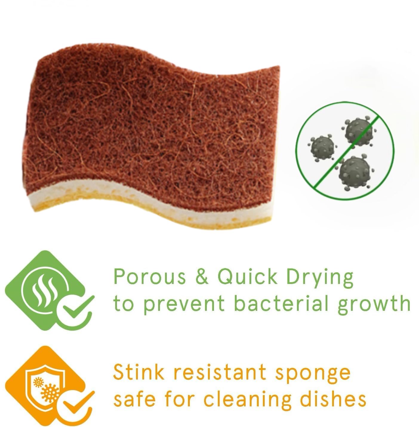 SKY-TOUCH 24 PACK Cleaning Sponges, Natural Jute Pulp & Coconut Fiber Scrubber Sponges for Dishwashing, Pot Scrubbing, and Kitchen Cleaning, Eco-Friendly, Durable, Multi-Purpose Sponges