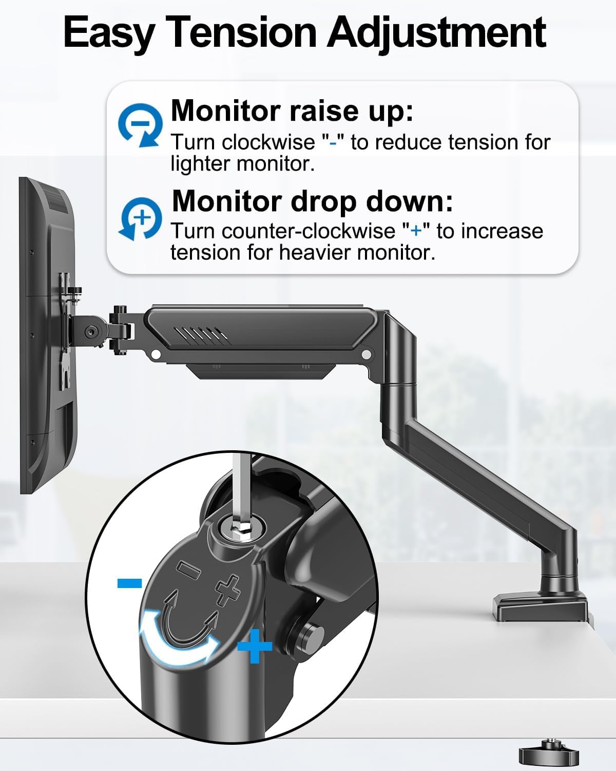 SKY-TOUCH Dual Monitor Stand for 17–32 Inches, Adjustable Gas Spring Dual Arm Mount, Heavy Duty Full Motion Monitor Desk Mount with Clamp & Grommet Base, VESA 75x75/100x100, Holds up to 10kg per Arm