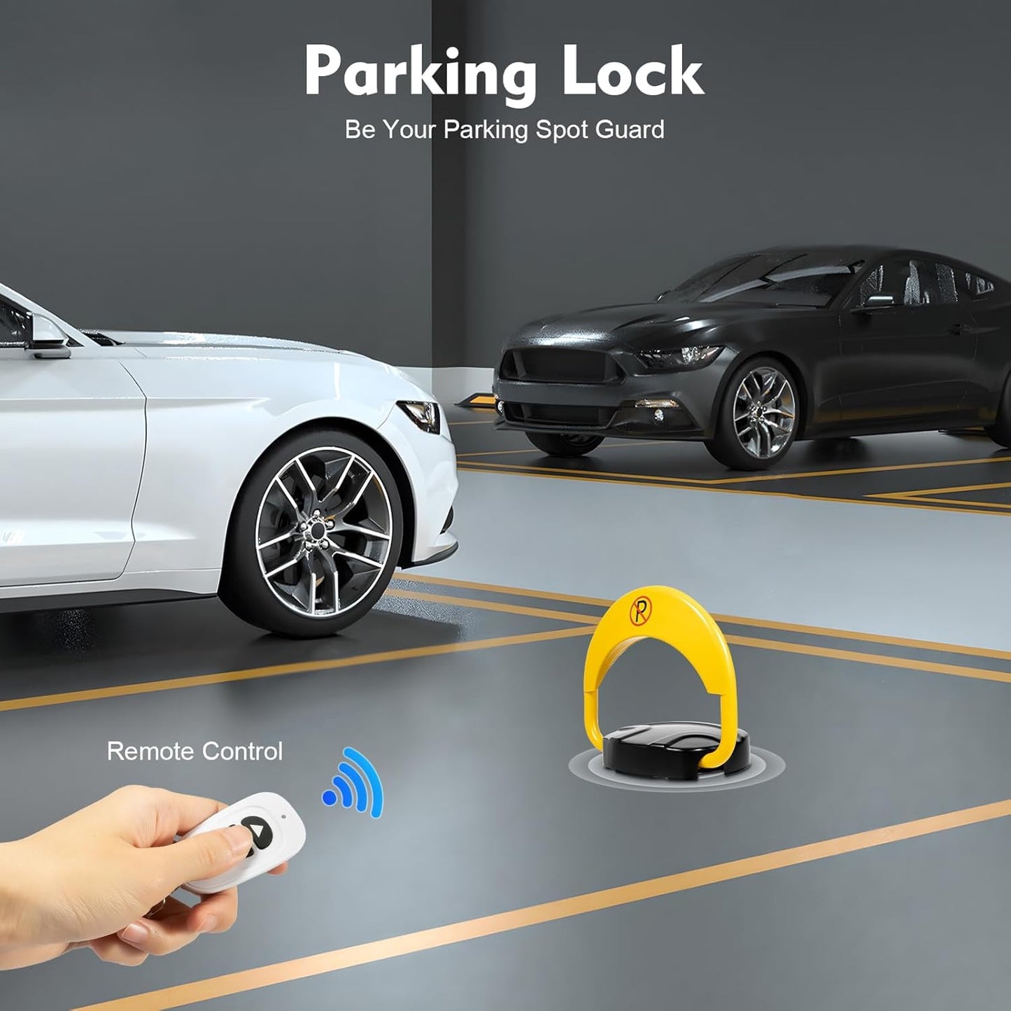 SKY-TOUCH Parking Lock, Remote Control Parking Lock Parking Space Folding Car With Alarm Function Suitable for Homes Businesses Offices And Commercial Premises（Without Battery）