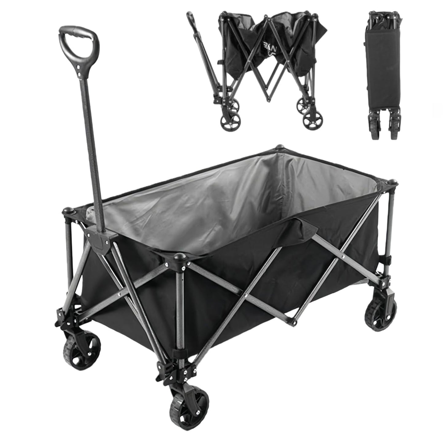 SKY-TOUCH Garden Cart Folding Trolley Cart Outdoor Wagon Collapsible with Removable Fabric Festival Garden Camping Picnic Portable Transport Trailer, Black-new