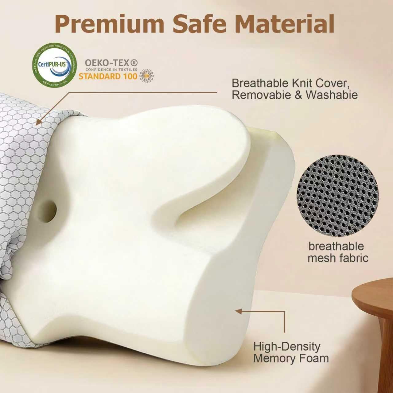 SKY-TOUCH Ergonomic Memory Foam Cervical Pillow for Neck Pain Relief, Adjustable Contour Neck Support Pillow for Side, Back, and Stomach Sleepers, Orthopedic Bed Pillow with Removable Washable Cover
