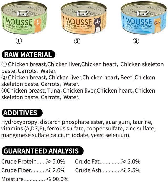 SKY-TOUCH Wet Cat Food Can, Premium Cat Food Mousse 85g, Grain-Free Soft Pâté with Taurine, Vitamins & Minerals – High Protein Balanced Nutrition for Kittens & Adult Cats