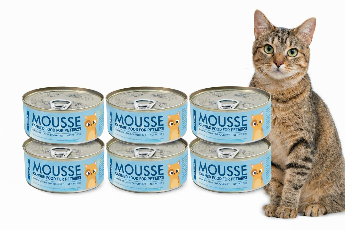 SKY-TOUCH Wet Cat Food Can, Premium Cat Food Mousse 85g, Grain-Free Soft Pâté with Taurine, Vitamins & Minerals – High Protein Balanced Nutrition for Kittens & Adult Cats