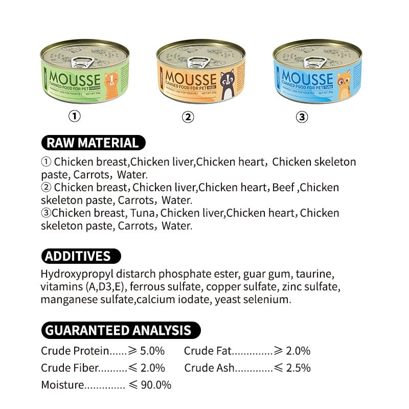 SKY-TOUCH Wet Cat Food Can, Premium Cat Food Mousse 85g, Grain-Free Soft Pâté with Taurine, Vitamins & Minerals – High Protein Balanced Nutrition for Kittens & Adult Cats
