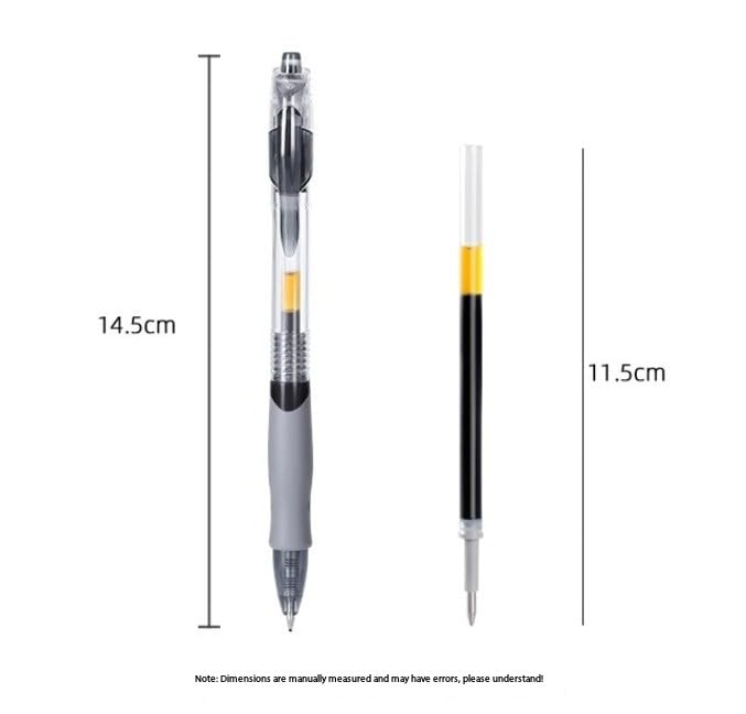 SKY-TOUCH 12 PCS set 0.5mm Retractable Black Ink Pens, Bullet Tip, Quick Drying Black Ink, Soft Rubber Grip, Smooth Writing, Perfect for Exams & Signing