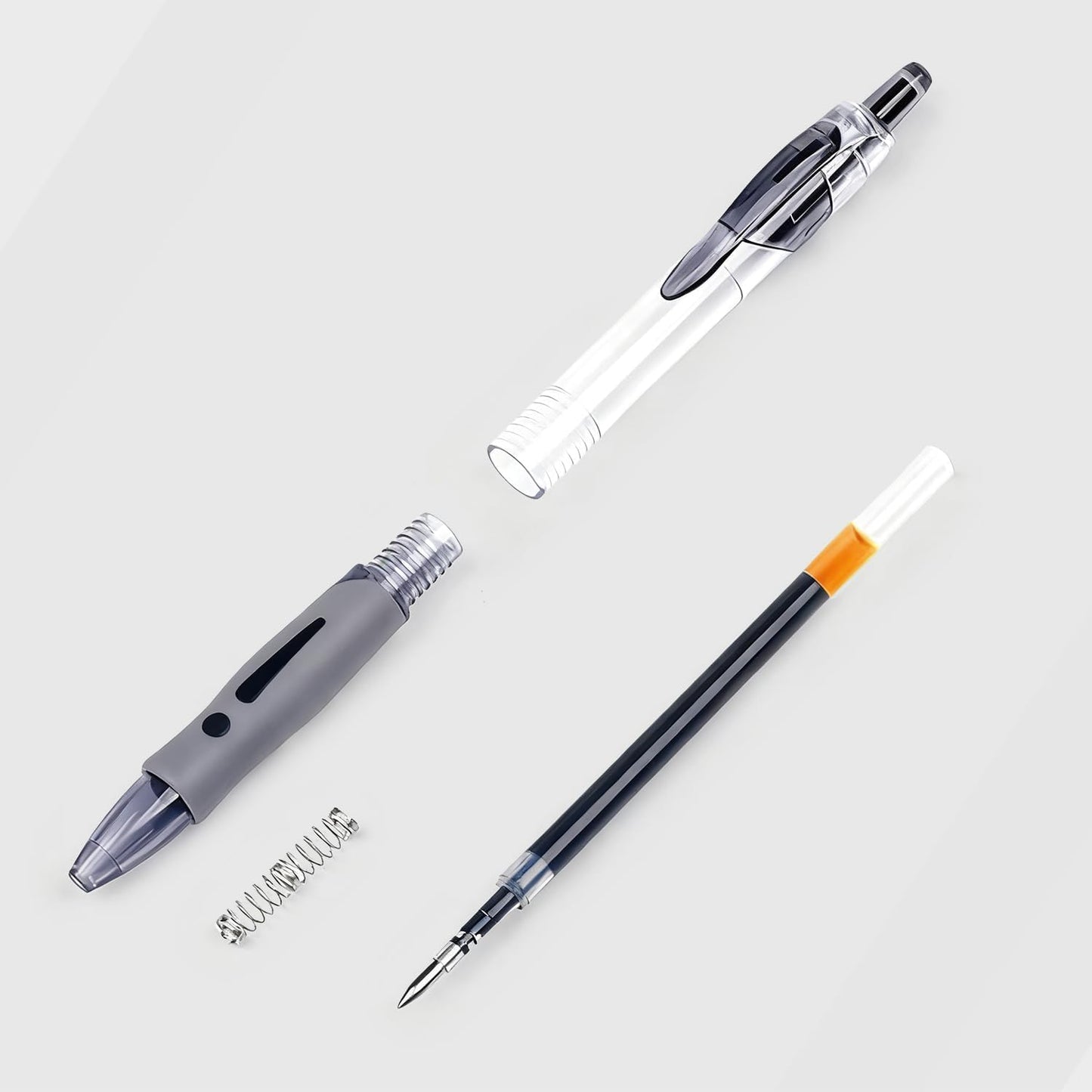 SKY-TOUCH 12 PCS set 0.5mm Retractable Black Ink Pens, Bullet Tip, Quick Drying Black Ink, Soft Rubber Grip, Smooth Writing, Perfect for Exams & Signing