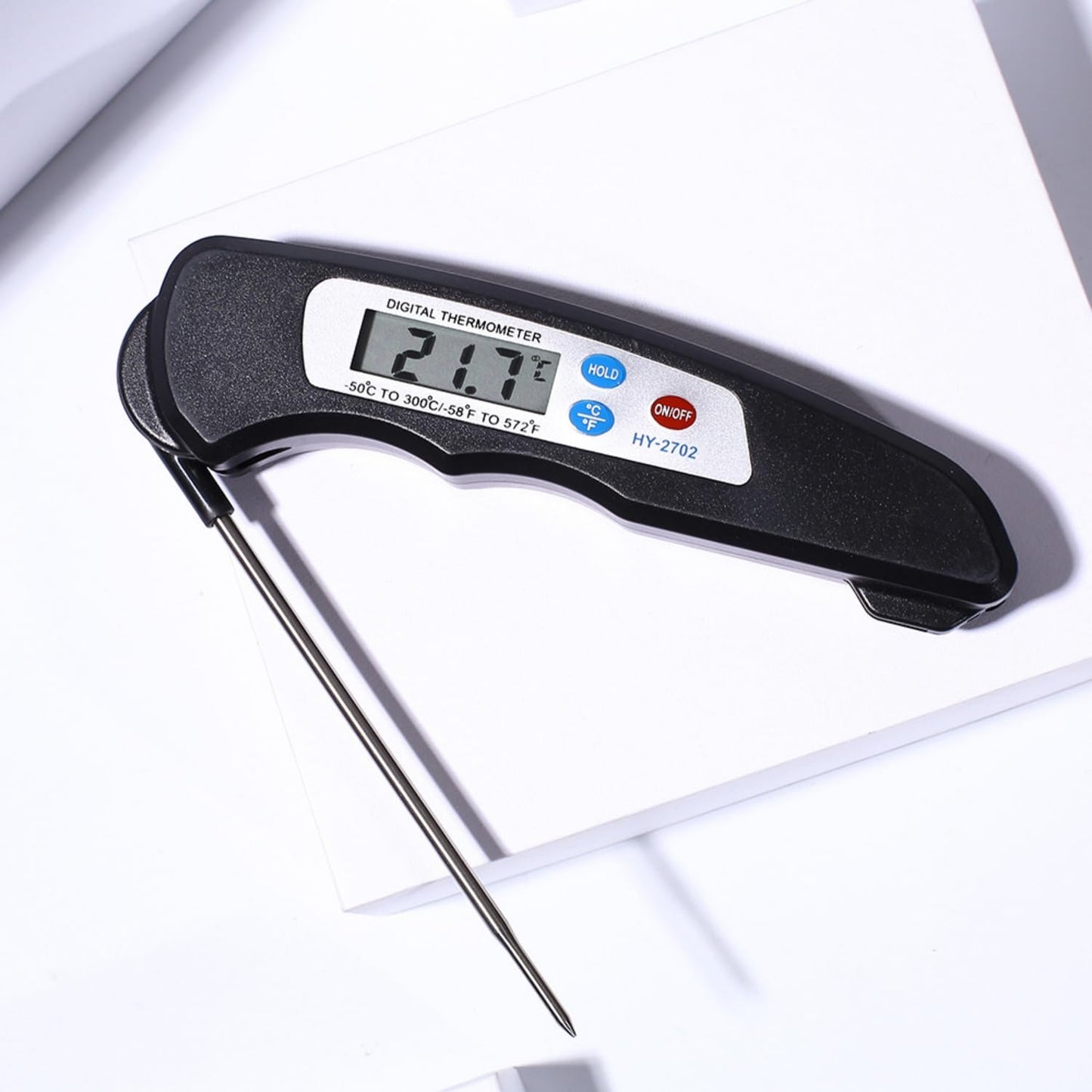 SKY-TOUCH Digital Meat Thermometer, Instant Read Waterproof Food Thermometer, Foldable Long Probe Food Cooking Thermometer with °F/°C for Kitchen, Cooking, Grill, Candy