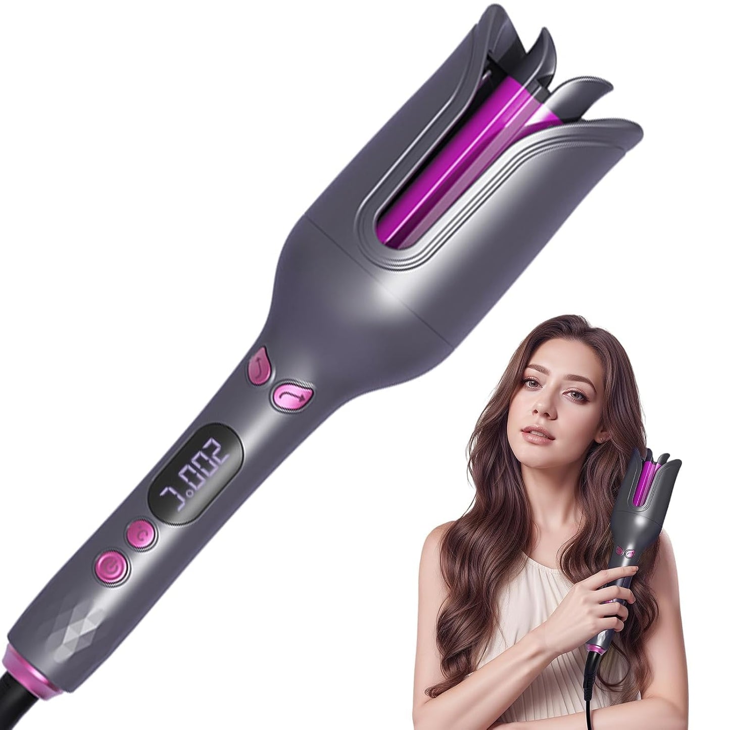 SKY-TOUCH Automatic Curling Iron, Ceramic Rotating Curling Iron, Anti- Hot and Anti- Stuck Hair, Fast Heating Spin Iron for Long Short Hair Styling, 4 Temperature Settings, 31.5x5.5cm